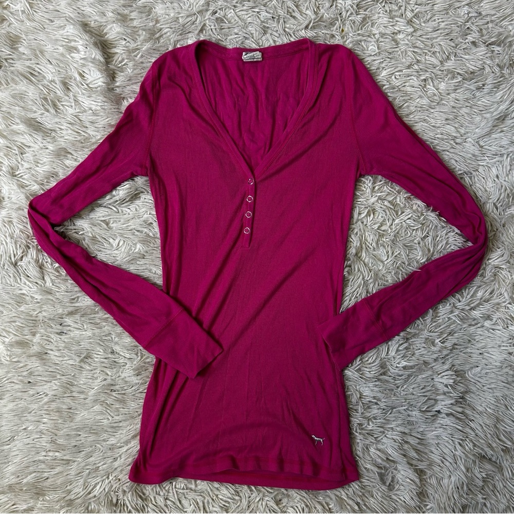 ◾️Y2K Vintage Victoria Secret Pink Henley - Picture 3 of 8